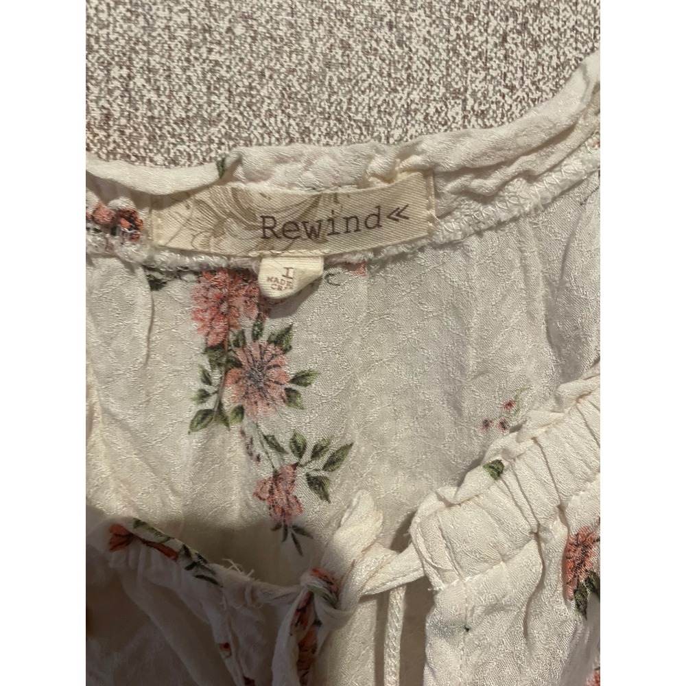 Rewind Floral Blouse Women's Long Sleeve Top Cream Pink Casual L‎ - Picture 3 of 7